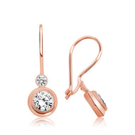 Women's Gemmed Rose Plated Silver Earrings
