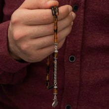 Load image into Gallery viewer, Men&#39;s Silver Tassel Fire Amber Prayer Beads
