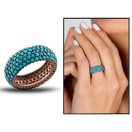Women's Turquoise Gemmed Silver Ring