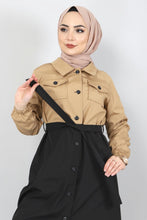 Load image into Gallery viewer, Women&#39;s Pocket Camel Color Block Trenchcoat
