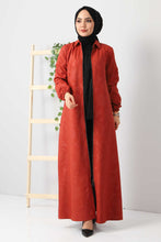 Load image into Gallery viewer, Women&#39;s Tile Red Jacquard Abaya
