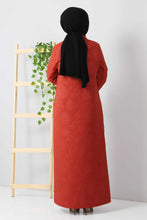 Load image into Gallery viewer, Women&#39;s Tile Red Jacquard Abaya
