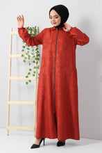 Load image into Gallery viewer, Women&#39;s Tile Red Jacquard Abaya
