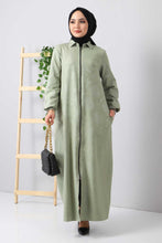 Load image into Gallery viewer, Women&#39;s Mint Green Jacquard Abaya
