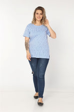 Load image into Gallery viewer, Women&#39;s Oversize Patterned Blue Blouse
