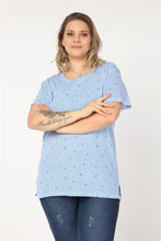 Load image into Gallery viewer, Women&#39;s Oversize Patterned Blue Blouse

