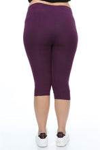 Load image into Gallery viewer, Women&#39;s Oversize Elastic Waist Purple Slimming Capri Leggings
