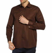 Load image into Gallery viewer, Men&#39;s Oversize Cufflinks Buttoned Classic Brown Micro Fabric Shirt
