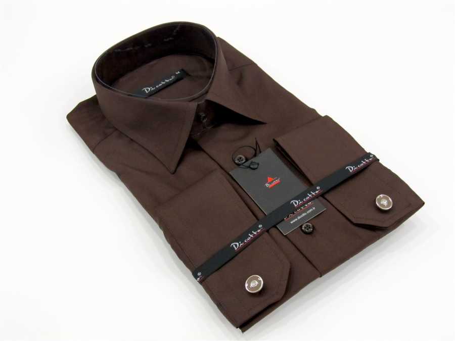 Men's Classic Cut Micro Fabric Buttoned Brown Shirt