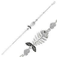 Women's Heart & Fish Figure Silver Bracelet