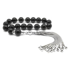 Load image into Gallery viewer, Stainless Metal Fringe Round Cut Onyx Natural Stone Prayer Beads
