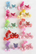 Girl's Mixed Color Heart Figure Elastic Tie & Hair Clip Set