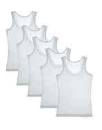 Girl's White Cotton Camisole - 5 Pieces