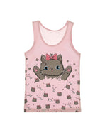 Girl's Cat Print Sleeveless Undershirt