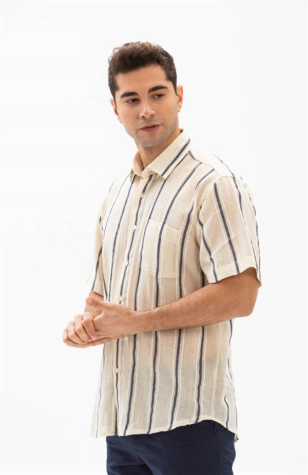 Men's Short Sleeves Striped Shirt