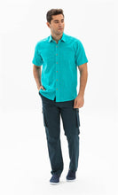 Load image into Gallery viewer, Men&#39;s Short Sleeves Turquoise Shirt
