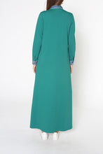 Load image into Gallery viewer, Women&#39;s Denim Shirt Collar Emerald Green Dress

