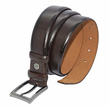 Load image into Gallery viewer, Men&#39;s Plain Dark Brown Leather Classic Belt- 3.5 cm
