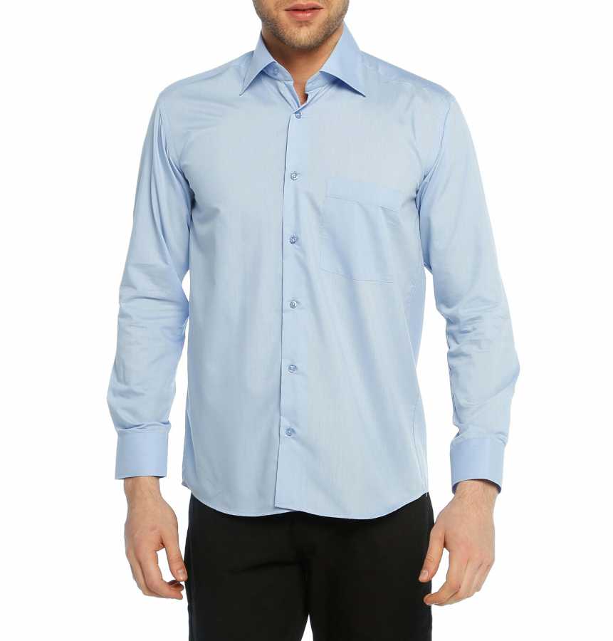 Men's Classic Cut Long Sleeves Plain Dark Blue Shirt