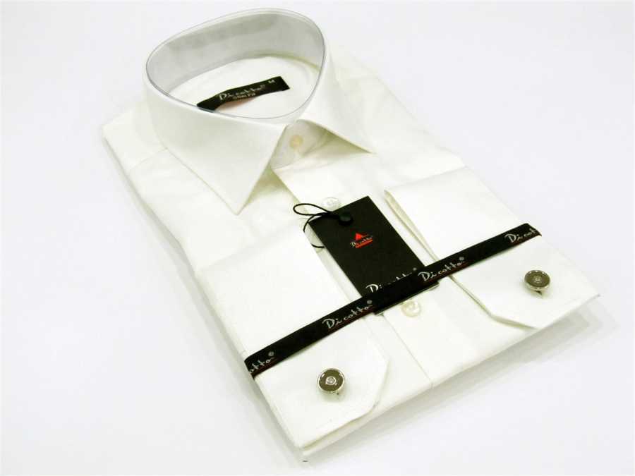 Men's Cufflinks Buttoned Micro Fabric Cream Slim Fit Shirt