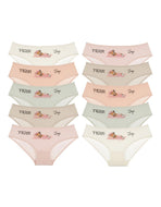 Girl's Printed Mixed Color Panties (10 Pieces)