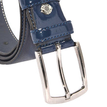 Load image into Gallery viewer, Men&#39;s Patterned Navy Blue Patent Artificial Leather Classic Belt- 3.5 cm
