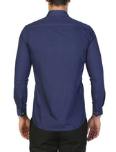 Load image into Gallery viewer, Men&#39;s Long Sleeves Plain Navy Blue Slim Fit Shirt

