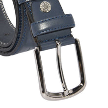 Load image into Gallery viewer, Men&#39;s Stitched Navy Blue Artificial Leather Classic Belt- 3.5 cm
