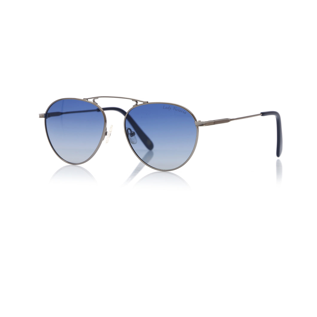 Unisex Blue Lens Metal Sunglasses