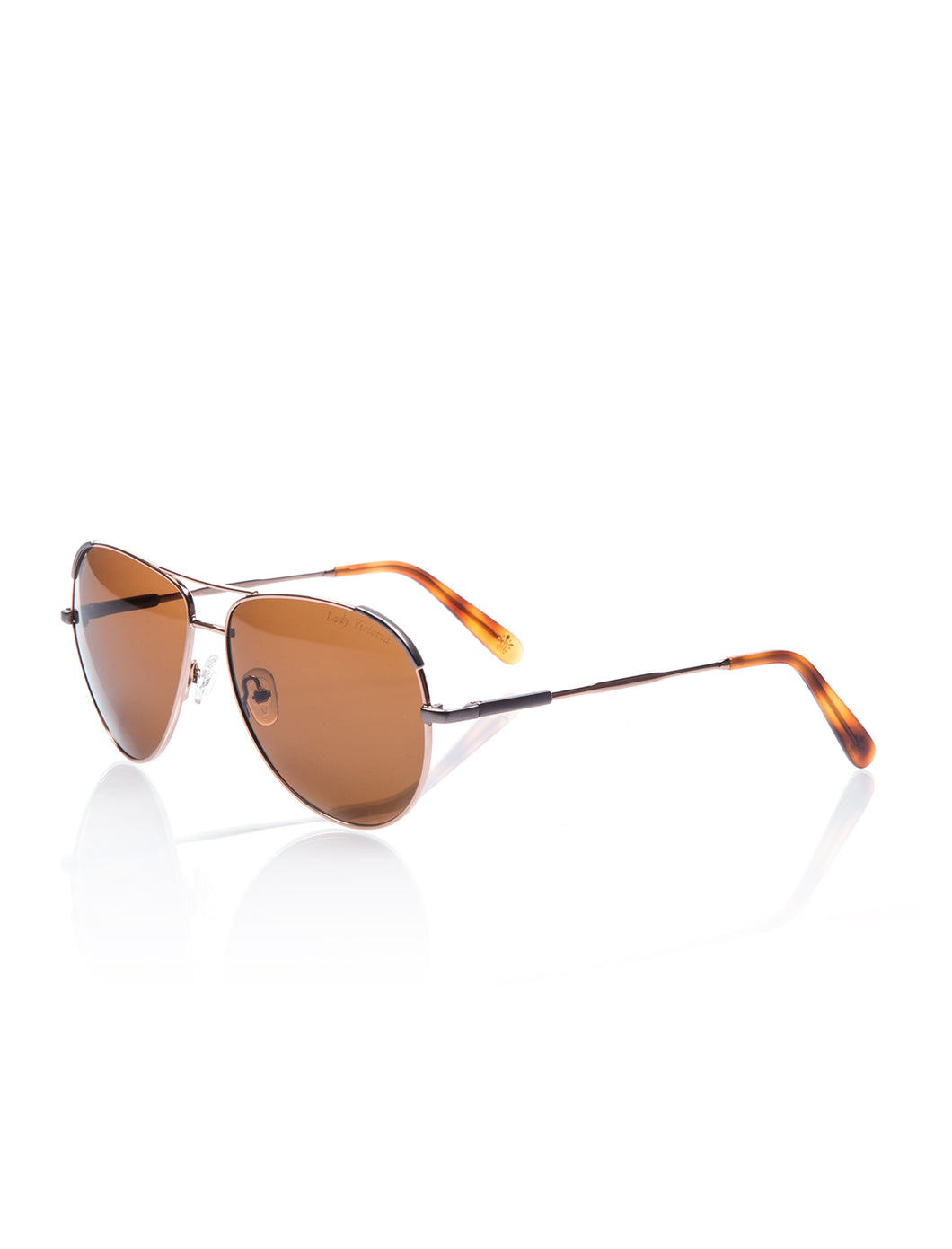 Unisex Brown Lens Metal Frame Sunglasses