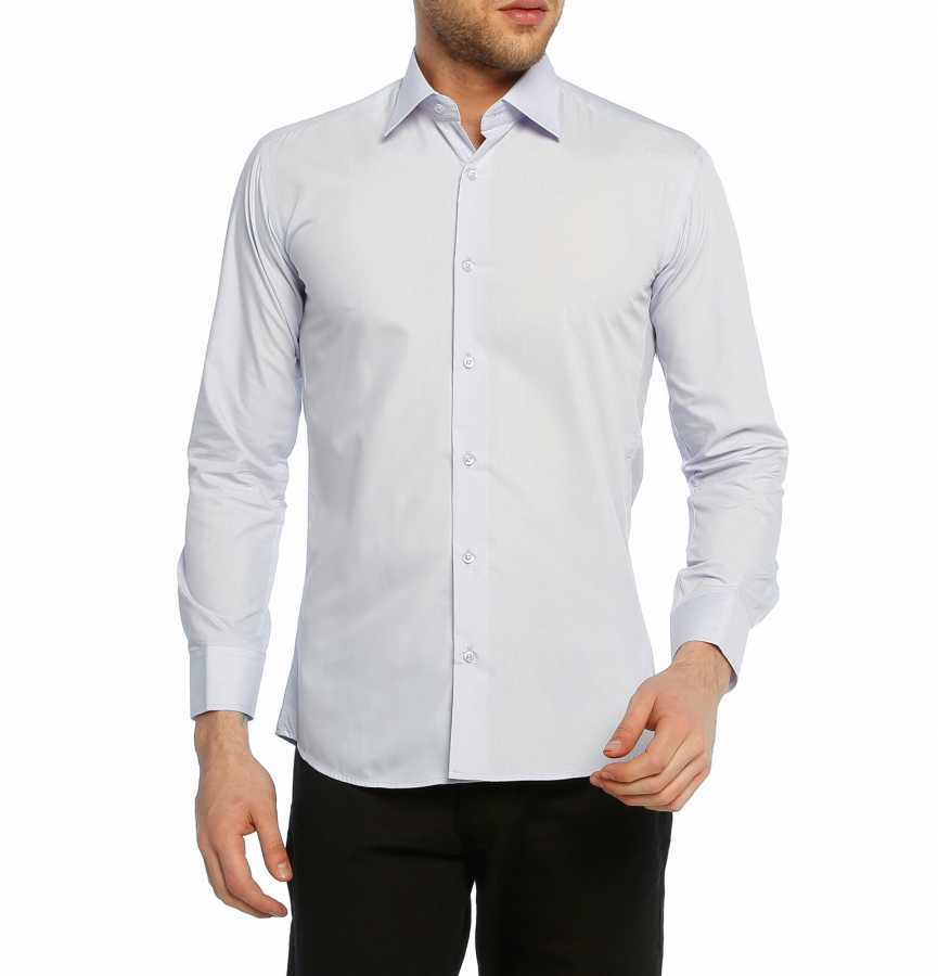 Men's Slim Fit Long Sleeves Plain Lilac Shirt