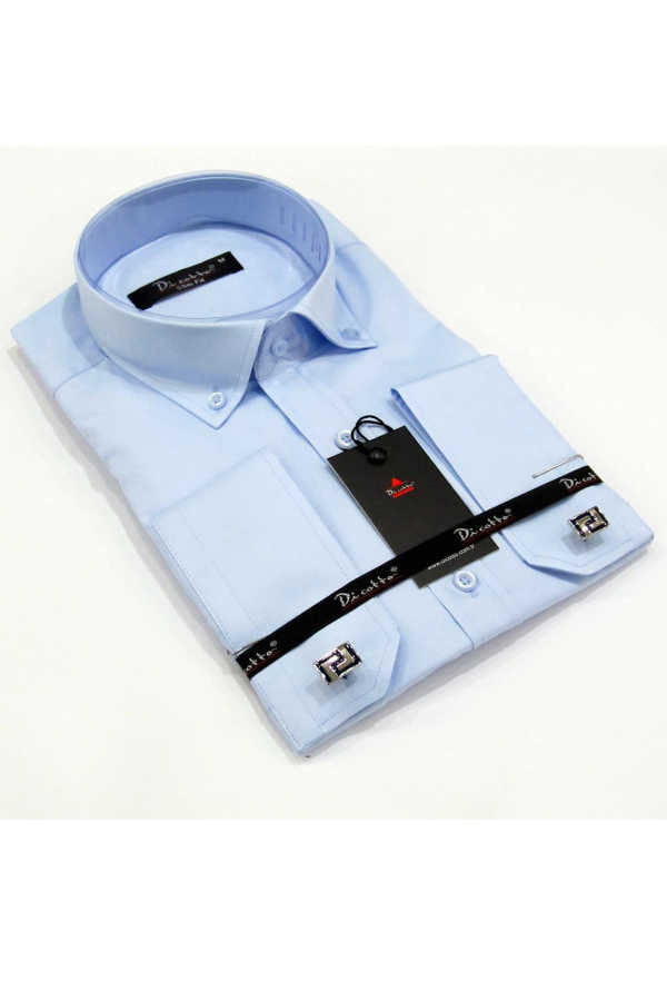 Men's Cufflinks Blue Slim Fit Shirt