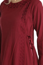 Load image into Gallery viewer, Women&#39;s Embroidered Claret Red Abaya
