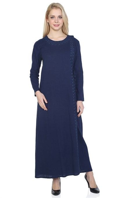 Women's Embroidered Navy Blue Abaya