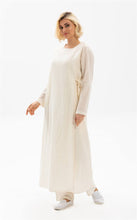 Load image into Gallery viewer, Women&#39;s Embroidered Cream Gauze Abaya
