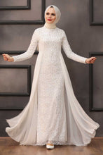 Load image into Gallery viewer, Women&#39;s Sequin White Modest Evening Dress
