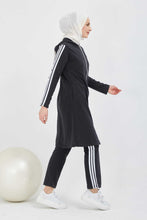 Load image into Gallery viewer, Women&#39;s Zipped Black Modest Tracksuit
