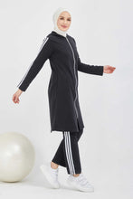 Load image into Gallery viewer, Women&#39;s Zipped Black Modest Tracksuit
