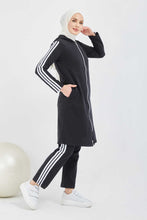 Load image into Gallery viewer, Women&#39;s Zipped Black Modest Tracksuit
