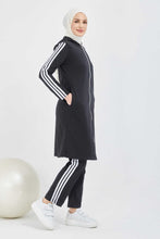 Load image into Gallery viewer, Women&#39;s Zipped Black Modest Tracksuit
