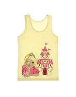 Girl's Printed Yellow Sleeveless Undershirt