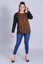 Load image into Gallery viewer, Women&#39;s Leather Detail Ginger Snake Pattern Blouse
