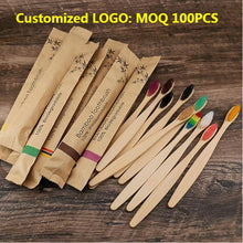 Load image into Gallery viewer, 100Pcs Eco-Friendly Bamboo Toothbrushes Travel Adult Wooden Soft Tooth Brush for Zero Waste Program
