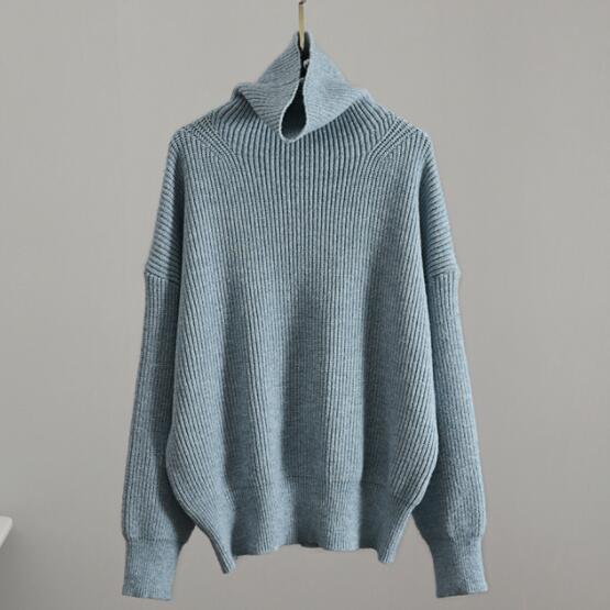 MASTGOU Basic Turtleneck Women Sweaters Oversized Cashmere Pullover Sweater Korean Fashion Knitted Ribbed Jumper Top Long Sleeve