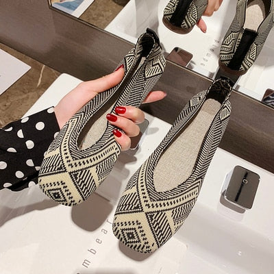 Plus Size Spring Women Fabric Loafers Breathable Sneaker Shoes