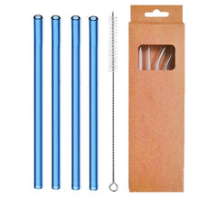 Load image into Gallery viewer, 4 Pcs Eco-Friendly Glass Cocktail Straws 8mm for Beverages Milk Coffee for zero waste program
