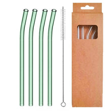 Load image into Gallery viewer, 4 Pcs Eco-Friendly Glass Cocktail Straws 8mm for Beverages Milk Coffee for zero waste program
