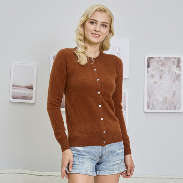 LONGMING Women Cardigan 100% Merino Wool Sweater Wool Blends Autumn Winter Warm knitted Femme Cardigan Women Cashmere Sweater