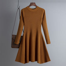 Load image into Gallery viewer, Simple Basic Autumn Winter A-Line Thick Sweater Dress Women Elegant Knit Dresses Female Slim Mini Robe Knitting Women&#39;s Clothing
