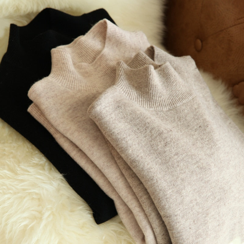 autumn winter chic bottom sweaters women fashion turtleneck pullover slim long sleeve 2021 knitted Jumper Soft Warm Pull Femme